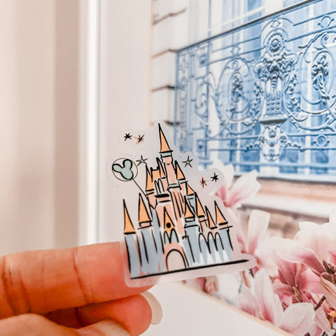 Disney World Castle Sticker Cinderella's Castle Transparent Sticker for Water Bottles, Laptops, Journals