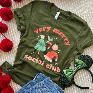 Very Merry Social Club Mickey Santa Disney Christmas Holiday Shirt Unisex t-shirt