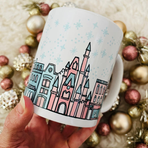 Christmas on Main Street Disney Christmas White glossy mug