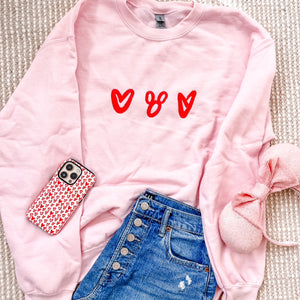 Hearts and Mickey EMBROIDERED Sweatshirt Disney Valentines Day Hearts Love Sweatshirt