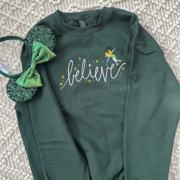 Tinkerbell EMBROIDERED Sweatshirt Believe in Fairies Disney Fairies Tink Sweatshirt