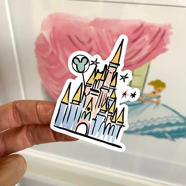 Disney World Castle Sticker Cinderella's Castle Vinyl Sticker on White Background for Water Bottles, Laptops, Journals