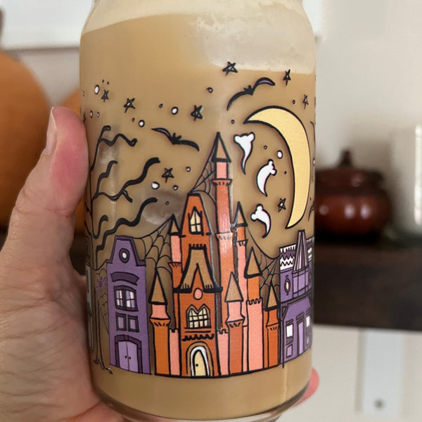 Main Street Halloween Disney Halloween Castle Iced Coffee Can-shaped glass