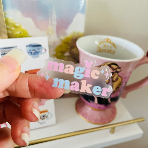 Disney Magic Maker Travel Agent Cast Member Sticker Transparent Pastel Disney Sticker for Water Bottles, Laptops, Journals, Kindle