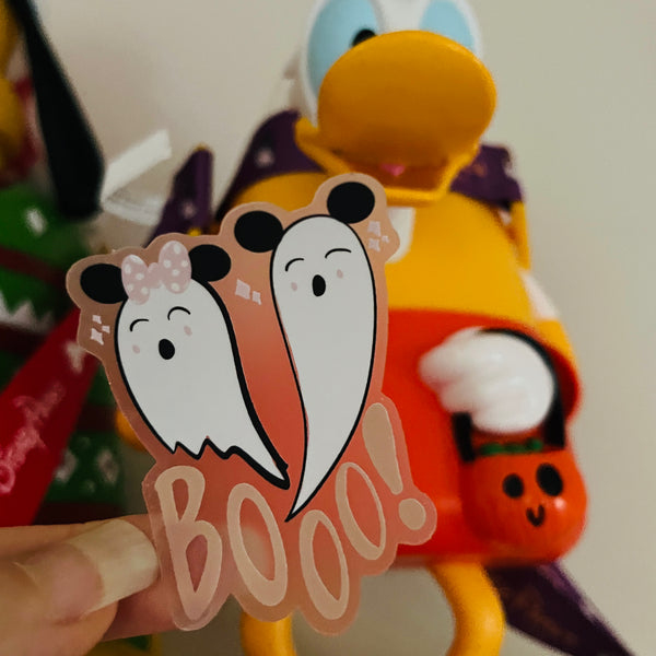 Disney Halloween Ghosts Boo Sticker Transparent Pastel Mickey and Minnie Ghost Disney Sticker for Water Bottles, Laptops, Journals, Kindle