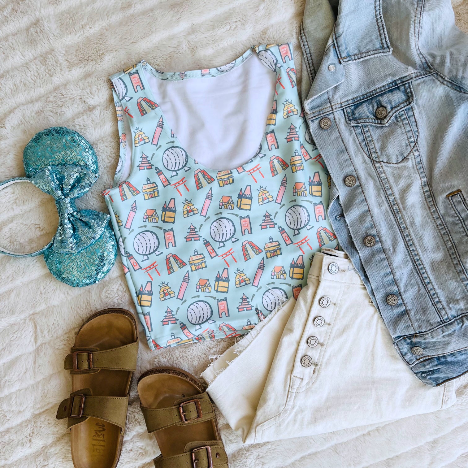 Disney EPCOT Crop Top- READY TO SHIP-Seafoam- Small