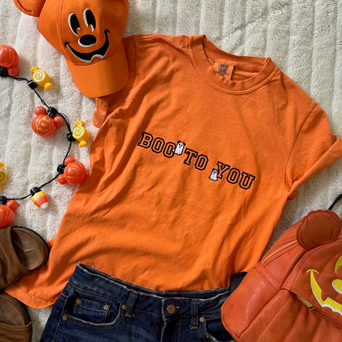 Disney Mickey Ghosts T-shirt EMBROIDERED Collegiate Boo To You T-shirt