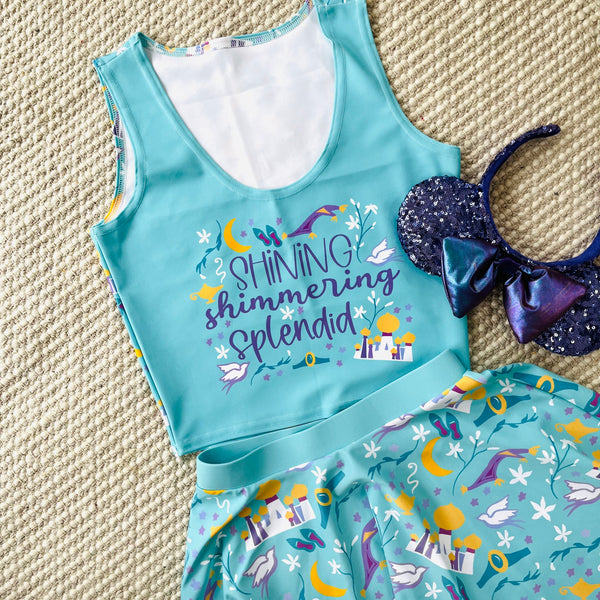 Jasmine Princess Crop Top- READY TO SHIP-Teal- Small