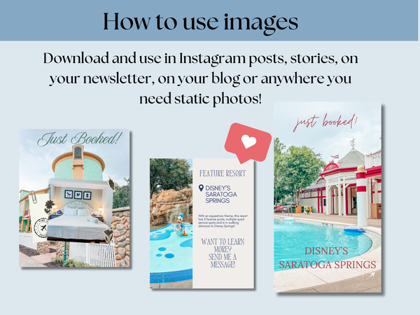 Saratoga Springs Resort B-Roll Video & Photo Pack: Travel Content (Canva PDF) (Digital Download)