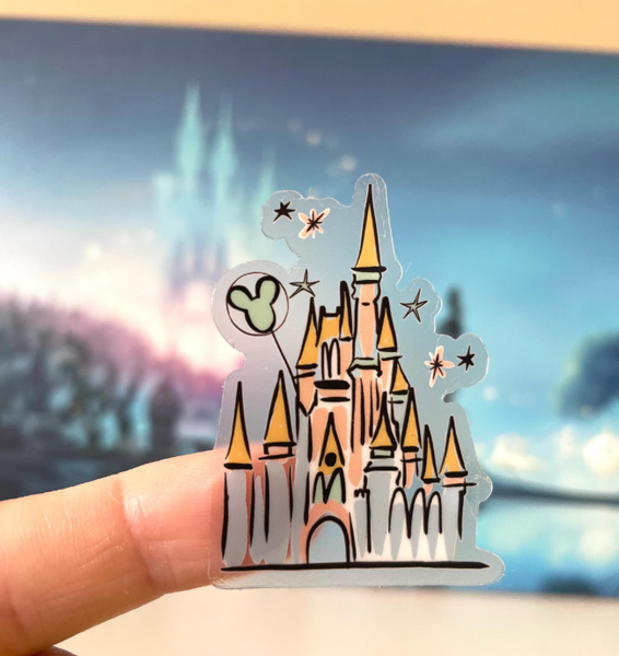 Disney World Castle Sticker Cinderella's Castle Transparent Sticker for Water Bottles, Laptops, Journals
