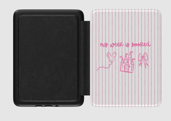 Girly Kindle Case Pink Stripes My Week is Booked Disney Coquette Kindle Case - Multiple Sizes