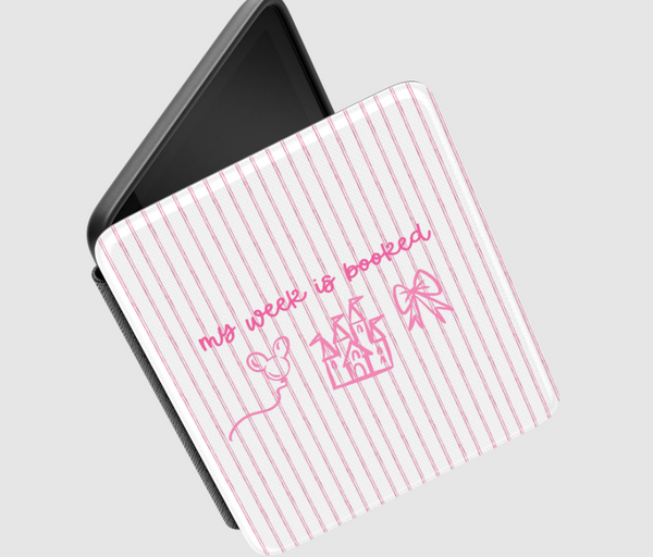 Girly Kindle Case Pink Stripes My Week is Booked Disney Coquette Kindle Case - Multiple Sizes