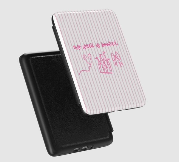 Girly Kindle Case Pink Stripes My Week is Booked Disney Coquette Kindle Case - Multiple Sizes