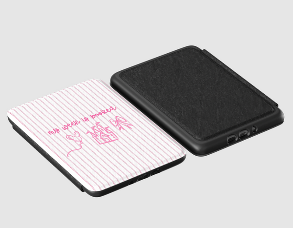 Girly Kindle Case Pink Stripes My Week is Booked Disney Coquette Kindle Case - Multiple Sizes