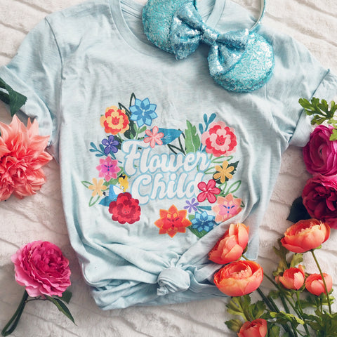 Flower Child Alice in Wonderland- READY TO SHIP- Heather Prism Ice Blue- Small
