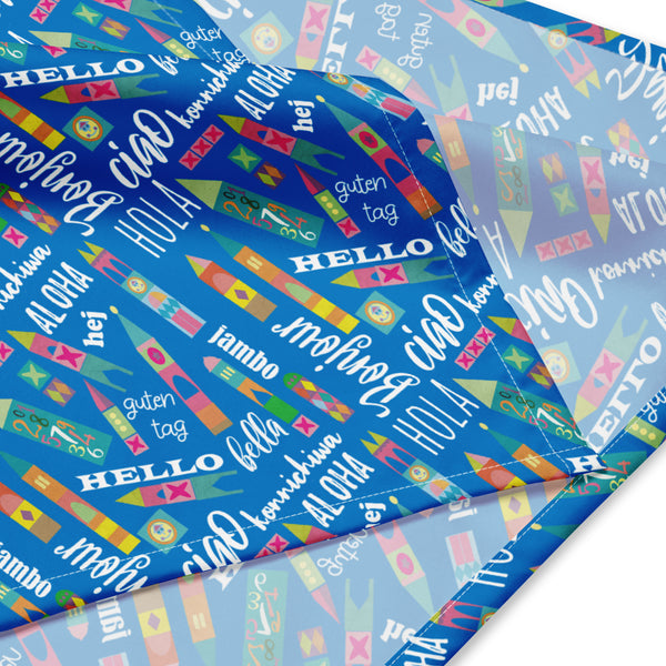 Disney Bandana-Small World Hello - Disney Dog Bandana, Hair Bow, Scarf, Disney Pets and Humans Bandana