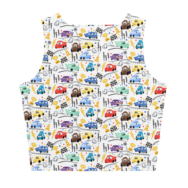 Cars Skirt Disney Crop Top - READY TO SHIP-White- Small