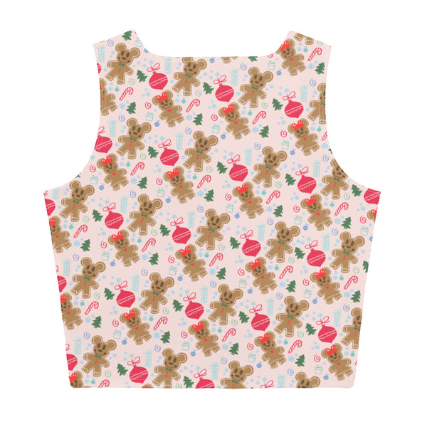 Gingerbread Mickey and Minnie Christmas Crop Top Gingerbread Disney Holiday Crop Top- Rose