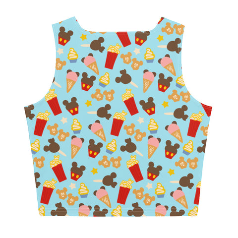 Disney Snacks Crop Top Theme Park Snacks Popcorn, Waffles, Dole Whip, Cupcakes, Disney Crop Top