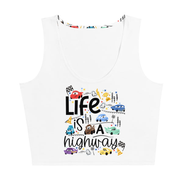Cars Skirt Disney Crop Top - READY TO SHIP-White- Small