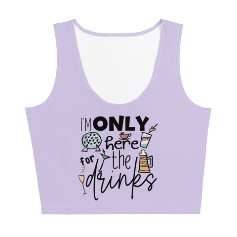 Epcot Food and Wine Crop Top, I'm Only Here for the Drinks, Disney Shirt Food and Wine Festival Crop Top- Fog Lavender