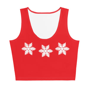 Mickey and Minnie  Christmas Crop Top Disney Christmas Outfit Snowflake Red Crop Top