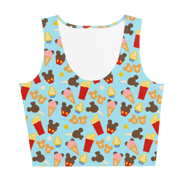 Disney Snacks Crop Top Theme Park Snacks Popcorn, Waffles, Dole Whip, Cupcakes, Disney Crop Top