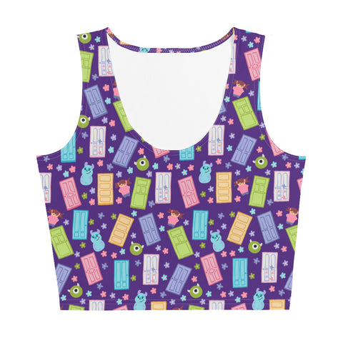 Monster's Inc. Crop Top Disney Monsters Inc All Over Crop Top- Purple