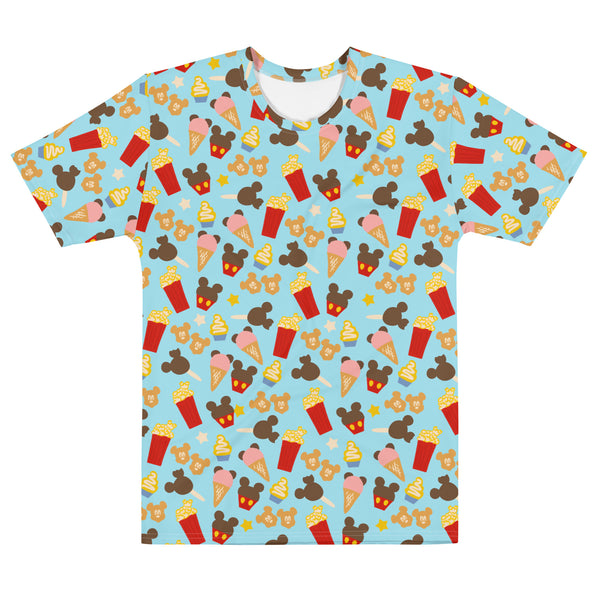 Disney Snacks All Over Print T-shirt Theme Park Snacks Popcorn, Waffles, Dole Whip, Cupcakes, Disney All Over Print T-shirt