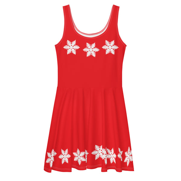 Mickey and Minnie Christmas Dress Disney Christmas Outfit Snowflake Red Skater Dress