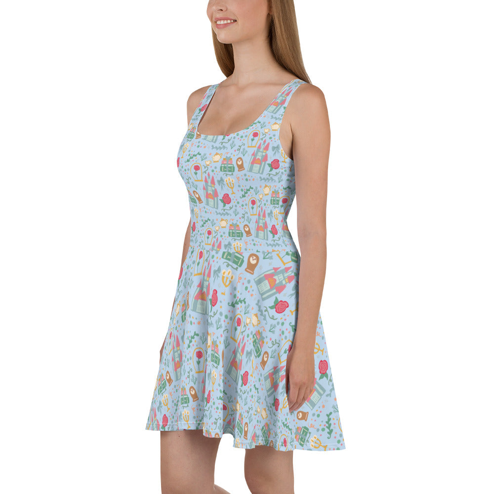 beauty and the beast skater dress Beauty and the Beast Stain glass Tale as Old as Time Skater Dress Belle Panels S