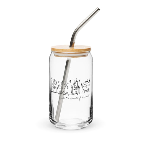 Disney Parks Icons Iced Coffee What a Wonderful World Can-shaped glass