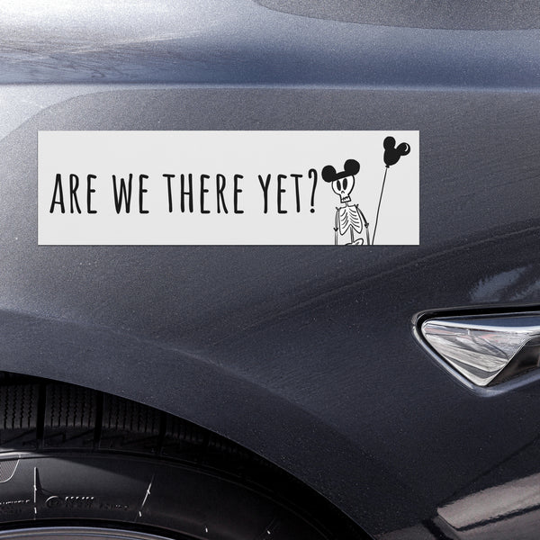 Skeleton Disney Car Magnet Are we there yet? Skeleton with Mickey Hat and Balloon Car Magnet - Light Gray