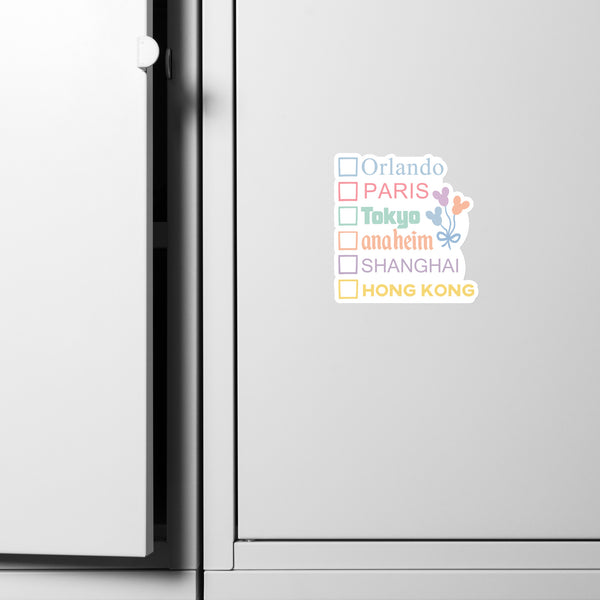 6 Disney Parks Cities Magnet Pastel Disney Magnet with Mickey Balloons Disney International Parks Magnet