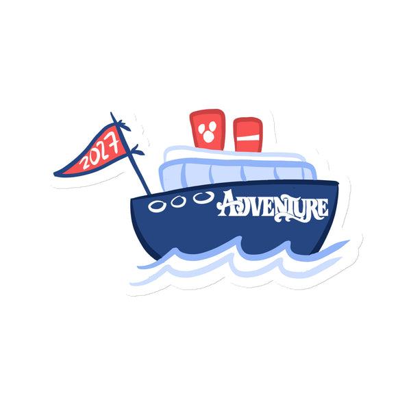 2027 Disney Cruise Boat Magnet with Flag Chubby Disney Ship with Mickey Funnel Magnet