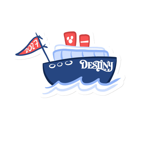 2027 Disney Cruise Boat Magnet with Flag Chubby Disney Ship with Mickey Funnel Magnet