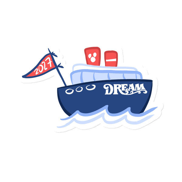 2027 Disney Cruise Boat Magnet with Flag Chubby Disney Ship with Mickey Funnel Magnet