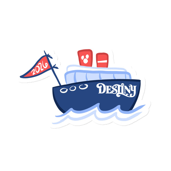 2026 Disney Cruise Boat Magnet with Flag Chubby Disney Ship with Mickey Funnel Magnet