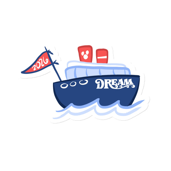 2026 Disney Cruise Boat Magnet with Flag Chubby Disney Ship with Mickey Funnel Magnet