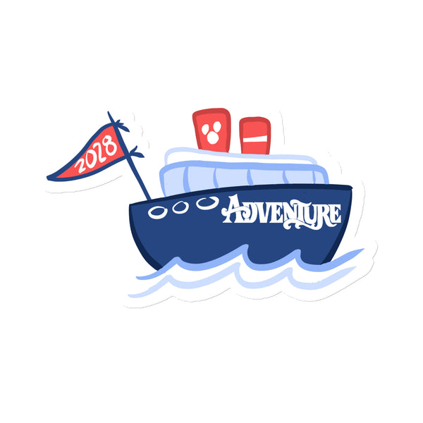 2028 Disney Cruise Boat Magnet with Flag Chubby Disney Ship with Mickey Funnel Magnet