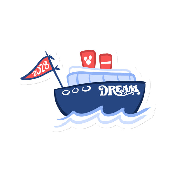 2028 Disney Cruise Boat Magnet with Flag Chubby Disney Ship with Mickey Funnel Magnet