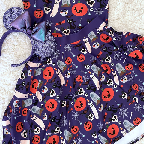 Disney Creepy Cute Halloween Skirt - READY TO SHIP-Purple- Small