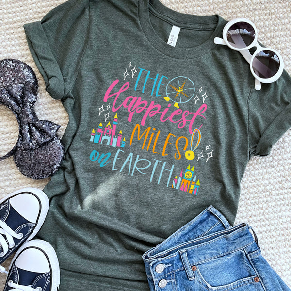 Run Disney Disneyland T-shirt Happiest Miles on Earth runDisney Disneyland Marathon T-Shirt
