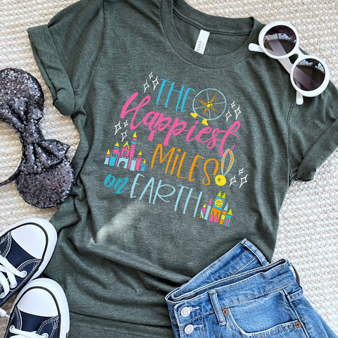 Run Disney Disneyland T-shirt Happiest Miles on Earth runDisney Disneyland Marathon T-Shirt