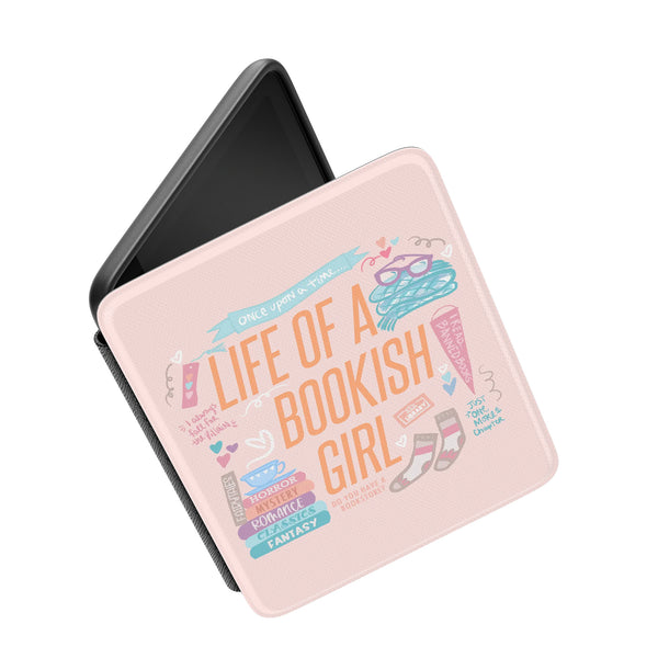 Life of a Bookish Girl Kindle Case E-Reader Cover Book Girl Kindle Case- Multiple Sizes- Light Pink