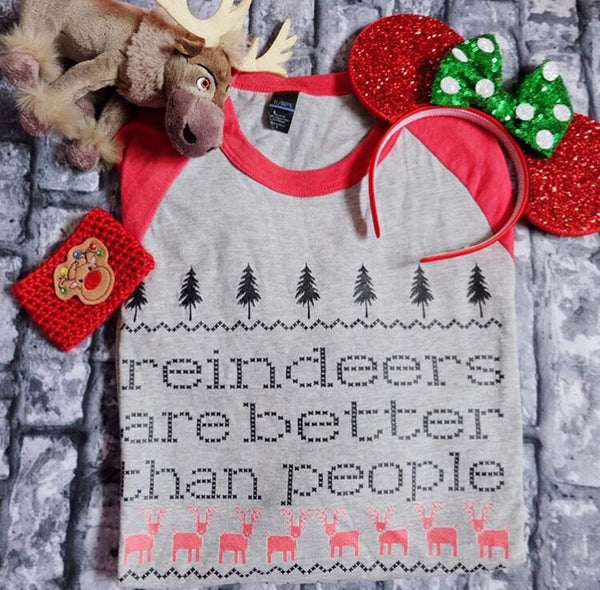 Disney Frozen Sven Raglan Shirt Disney Christmas Shirt Frozen Christmas Reindeer Are Better Than People Raglan Shirt