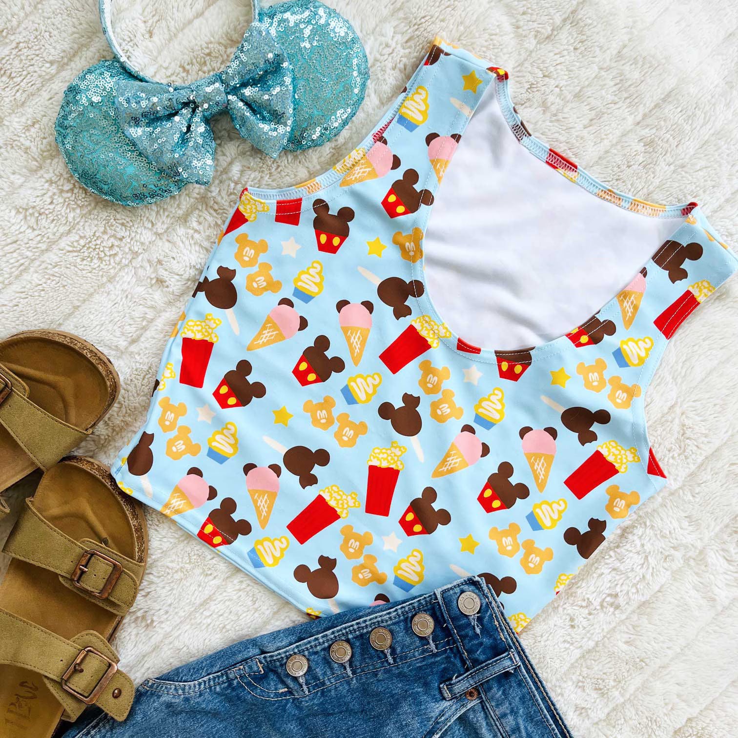 Disney Snacks Crop Top- READY TO SHIP-Light Blue- Small