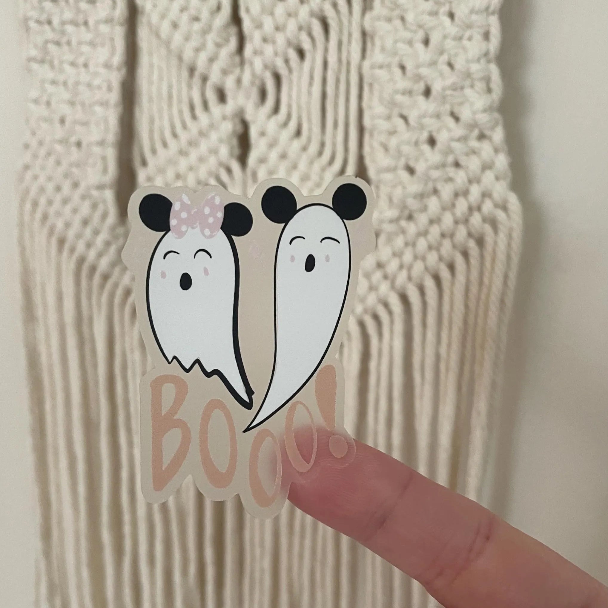 Disney Halloween Ghosts Boo Sticker Transparent Pastel Mickey and Minnie Ghost Disney Sticker for Water Bottles, Laptops, Journals, Kindle