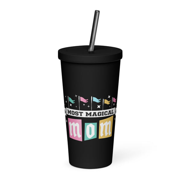 Disney Mom Tumbler Most Magical Mom Disney Parks Flags Collegiate Disney Mom Insulated Tumbler with Straw