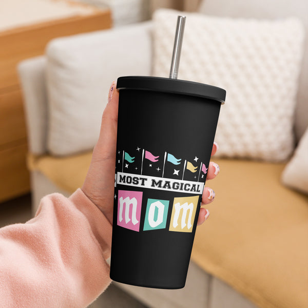 Disney Mom Tumbler Most Magical Mom Disney Parks Flags Collegiate Disney Mom Insulated Tumbler with Straw